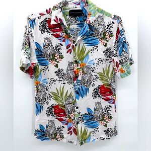 NOBO Shirt White Novelty Cheetah Print Men's  Size XS ( 30- 32 )